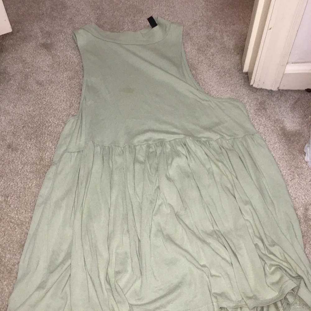 High neck tank with open back and wide arm holes